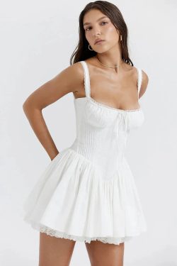 Style Core Aesthetics, New Style Trends - Lace Ruffled Corset Mini Dress