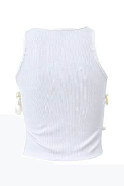 Style Core Aesthetics, New Style Trends - Lace Up Ribbed Cropped Tank Top