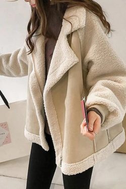Style Core Aesthetics, New Style Trends - Lambswool Suede Patch Loose Jacket