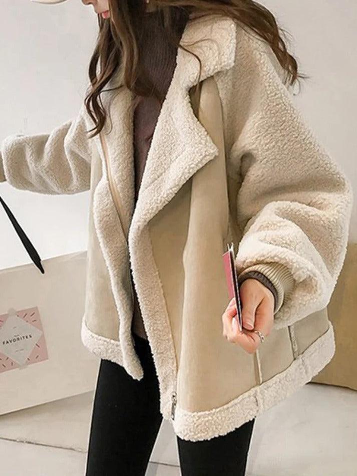 Style Core Aesthetics, New Style Trends - Lambswool Suede Patch Loose Jacket Style Core Aesthetics, New Style Trends - Lambswool Suede Patch Loose Jacket
