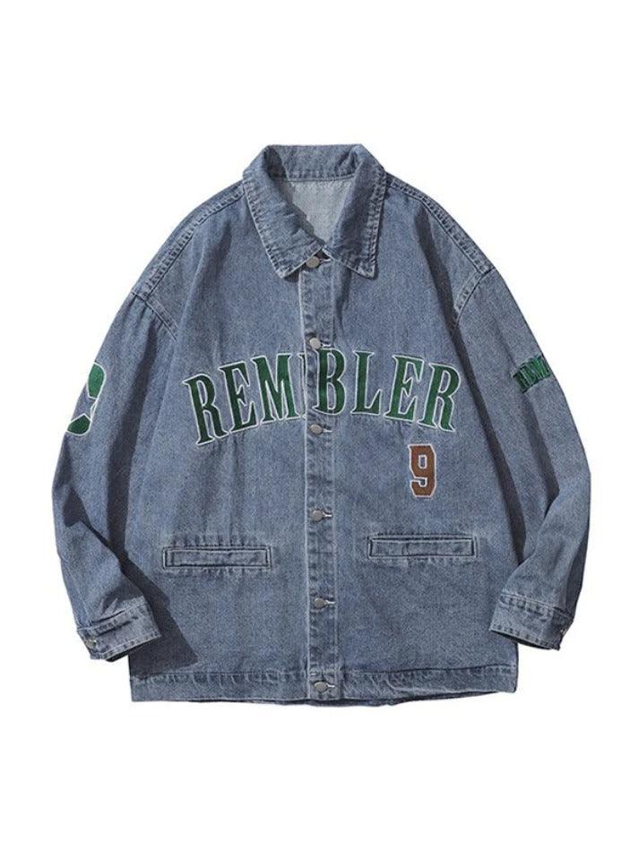 Style Core Aesthetics, New Style Trends - Letter Embroidery Oversized Denim Jacket Style Core Aesthetics, New Style Trends - Letter Embroidery Oversized Denim Jacket