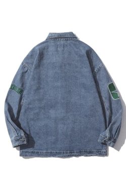 Style Core Aesthetics, New Style Trends - Letter Embroidery Oversized Denim Jacket