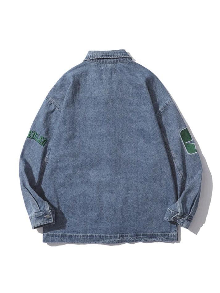 Style Core Aesthetics, New Style Trends - Letter Embroidery Oversized Denim Jacket Style Core Aesthetics, New Style Trends - Letter Embroidery Oversized Denim Jacket