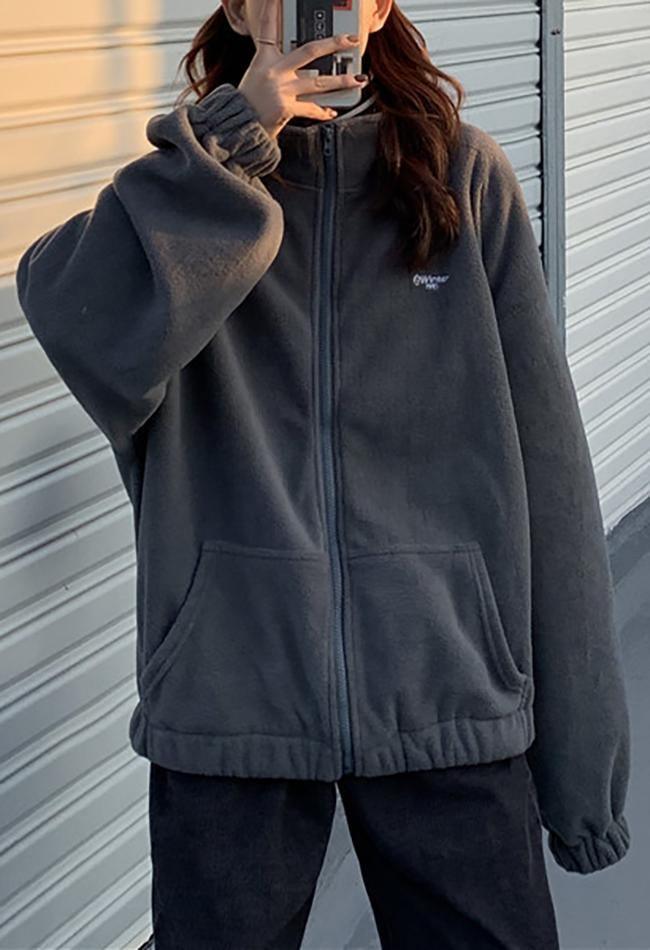 Style Core Aesthetics, New Style Trends - Letter Print Zip-up Jacket Style Core Aesthetics, New Style Trends - Letter Print Zip-up Jacket