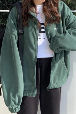 Style Core Aesthetics, New Style Trends - Letter Print Zip-up Jacket