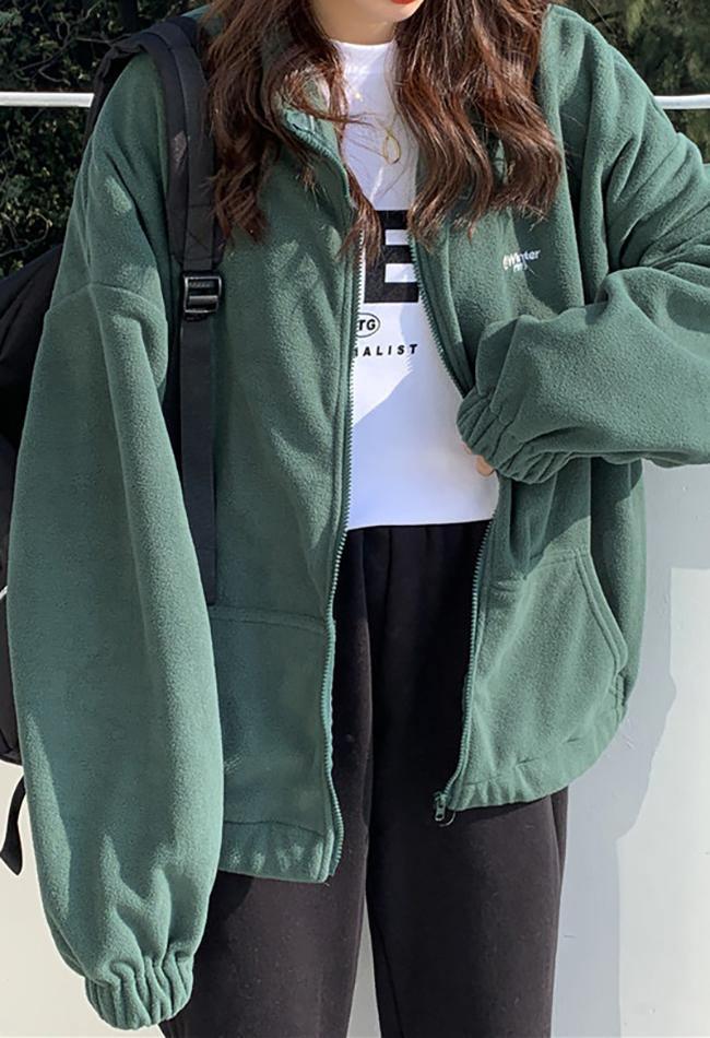 Style Core Aesthetics, New Style Trends - Letter Print Zip-up Jacket Style Core Aesthetics, New Style Trends - Letter Print Zip-up Jacket