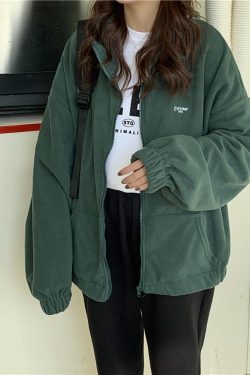 Style Core Aesthetics, New Style Trends - Letter Print Zip-up Jacket