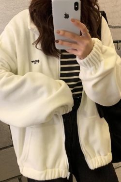 Style Core Aesthetics, New Style Trends - Letter Print Zip-up Jacket