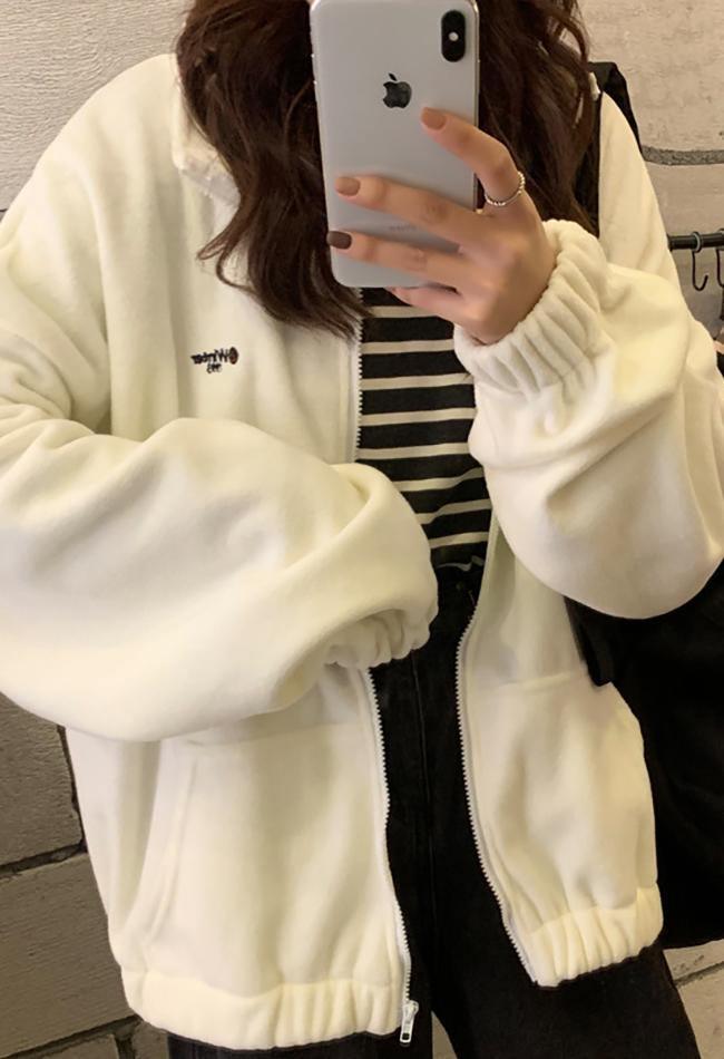 Style Core Aesthetics, New Style Trends - Letter Print Zip-up Jacket Style Core Aesthetics, New Style Trends - Letter Print Zip-up Jacket