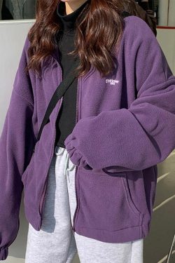 Style Core Aesthetics, New Style Trends - Letter Print Zip-up Jacket