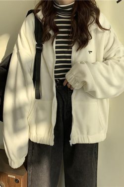 Style Core Aesthetics, New Style Trends - Letter Print Zip-up Jacket