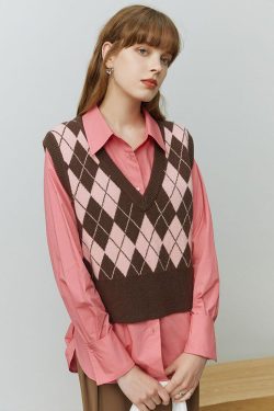 Style Core Aesthetics, New Style Trends - Light Academia Argyle Sweater Vest