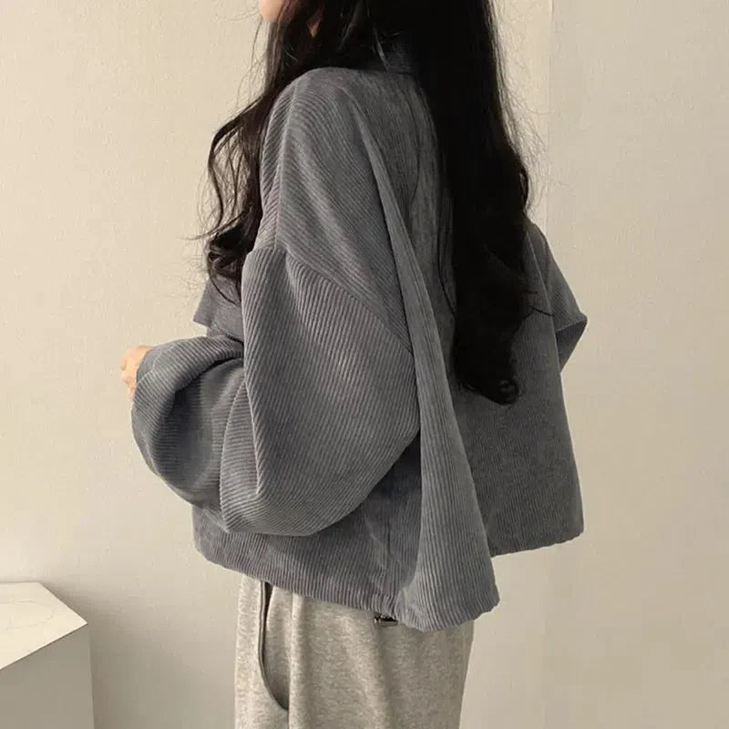 Style Core Aesthetics, New Style Trends - Light Academia Cropped Corduroy Jacket Style Core Aesthetics, New Style Trends - Light Academia Cropped Corduroy Jacket