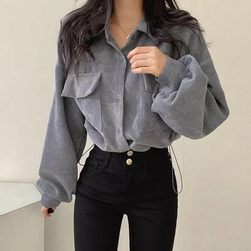 Style Core Aesthetics, New Style Trends - Light Academia Cropped Corduroy Jacket Style Core Aesthetics, New Style Trends - Light Academia Cropped Corduroy Jacket