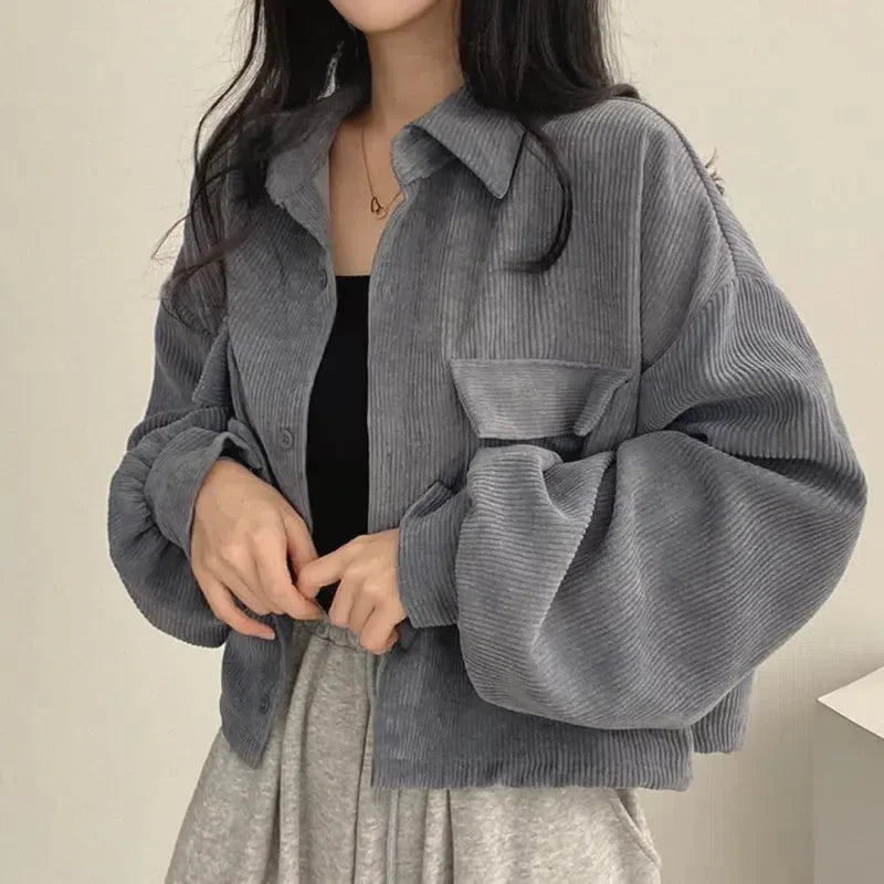 Style Core Aesthetics, New Style Trends - Light Academia Cropped Corduroy Jacket Style Core Aesthetics, New Style Trends - Light Academia Cropped Corduroy Jacket