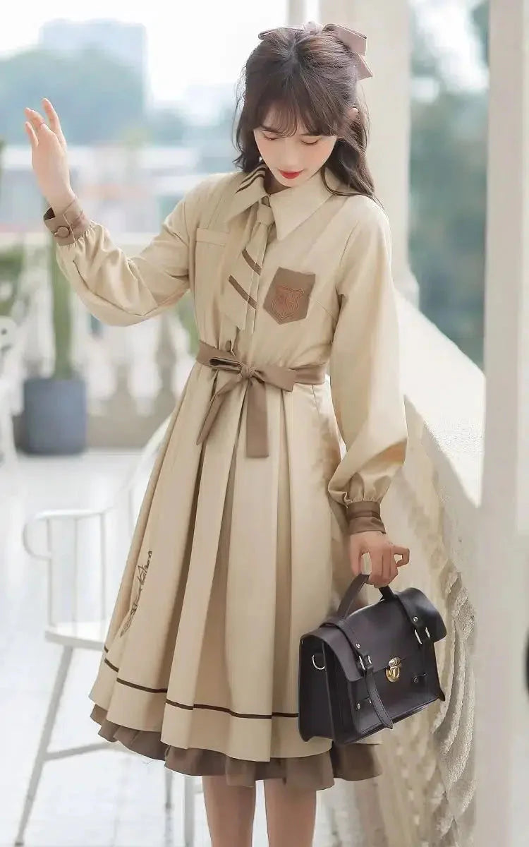 Style Core Aesthetics, New Style Trends - Light Academia Uniform Midi Dress Style Core Aesthetics, New Style Trends - Light Academia Uniform Midi Dress