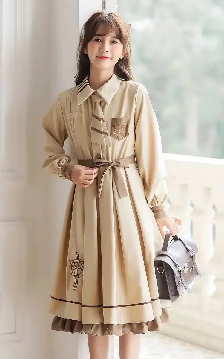 Style Core Aesthetics, New Style Trends - Light Academia Uniform Midi Dress Style Core Aesthetics, New Style Trends - Light Academia Uniform Midi Dress