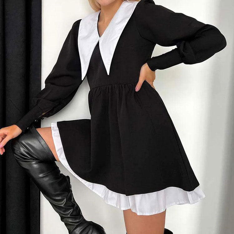 Style Core Aesthetics, New Style Trends - Like a Doll Black Collar Dress Style Core Aesthetics, New Style Trends - Like a Doll Black Collar Dress
