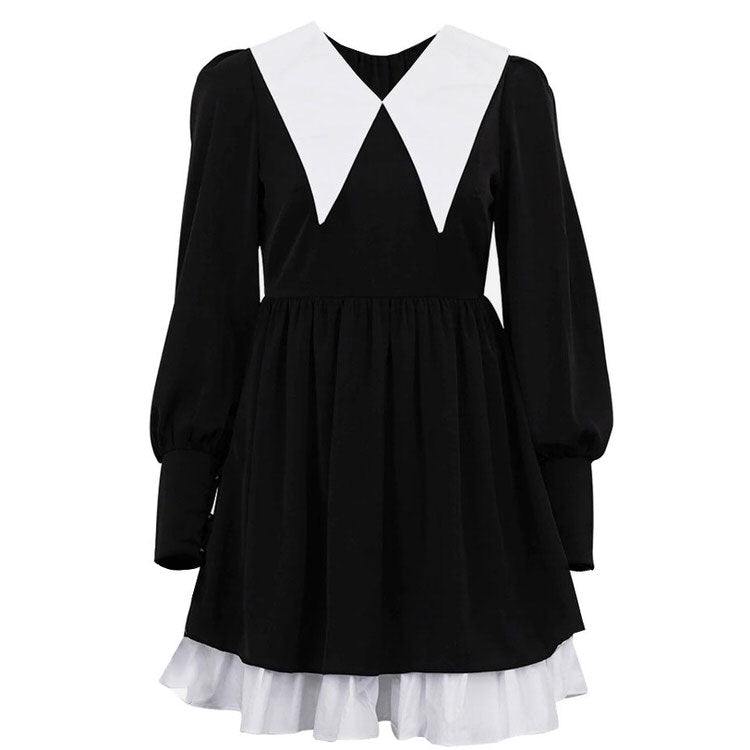 Style Core Aesthetics, New Style Trends - Like a Doll Black Collar Dress Style Core Aesthetics, New Style Trends - Like a Doll Black Collar Dress