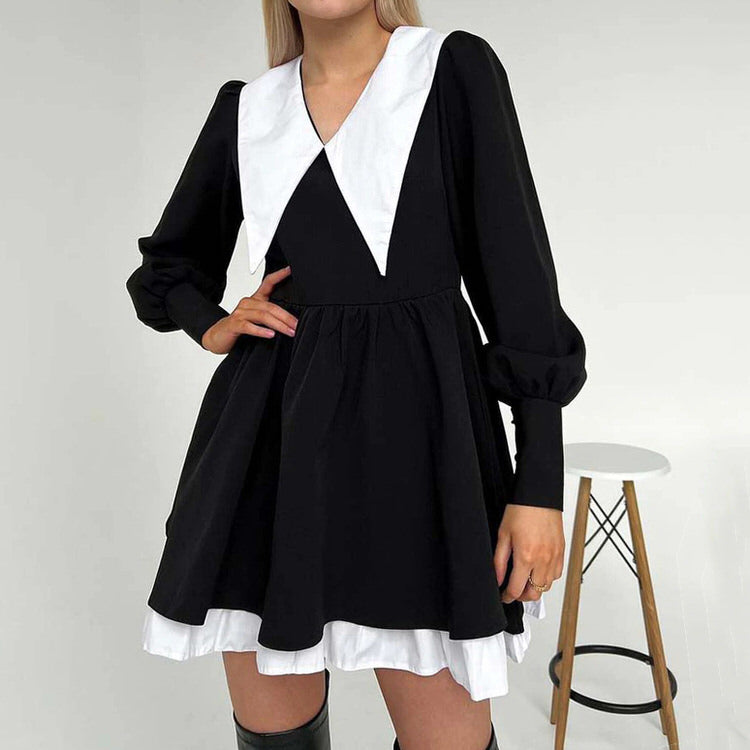Style Core Aesthetics, New Style Trends - Like a Doll Black Collar Dress Style Core Aesthetics, New Style Trends - Like a Doll Black Collar Dress