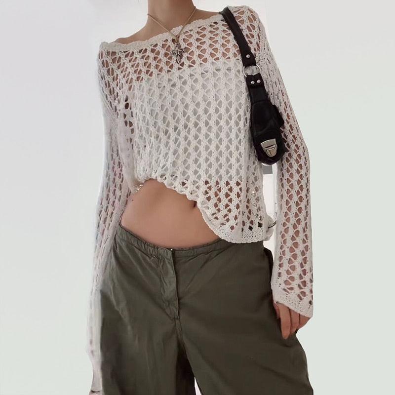 Style Core Aesthetics, New Style Trends - Long Sleeve Fishnet Top Style Core Aesthetics, New Style Trends - Long Sleeve Fishnet Top