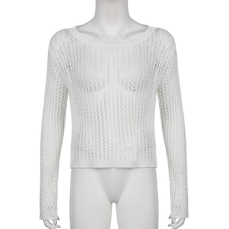 Style Core Aesthetics, New Style Trends - Long Sleeve Fishnet Top Style Core Aesthetics, New Style Trends - Long Sleeve Fishnet Top