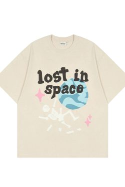 Style Core Aesthetics, New Style Trends - 'Lost in Space' Graphic Print Cotton T-Shirt