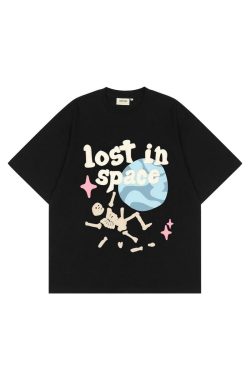 Style Core Aesthetics, New Style Trends - 'Lost in Space' Graphic Print Cotton T-Shirt