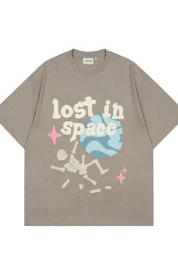 Style Core Aesthetics, New Style Trends - 'Lost in Space' Graphic Print Cotton T-Shirt