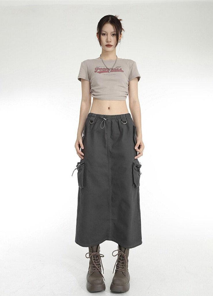 Style Core Aesthetics, New Style Trends - Low Rise Parachute Maxi Skirt Style Core Aesthetics, New Style Trends - Low Rise Parachute Maxi Skirt