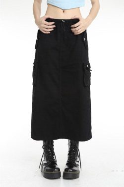 Style Core Aesthetics, New Style Trends - Low Rise Parachute Maxi Skirt