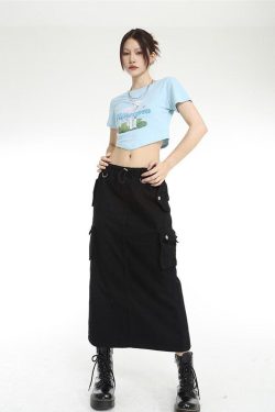 Style Core Aesthetics, New Style Trends - Low Rise Parachute Maxi Skirt