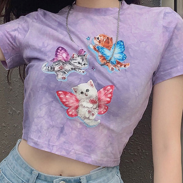 Style Core Aesthetics, New Style Trends - Magic Kitty Crop Top Style Core Aesthetics, New Style Trends - Magic Kitty Crop Top
