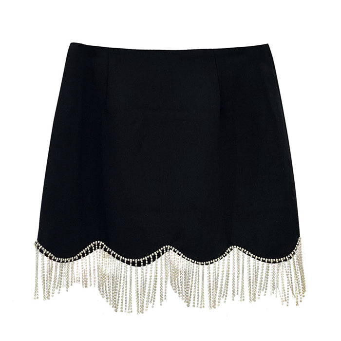 Style Core Aesthetics, New Style Trends - Midnight Rhinestone Fringe Skirt Style Core Aesthetics, New Style Trends - Midnight Rhinestone Fringe Skirt