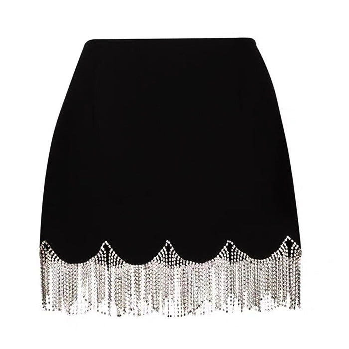 Style Core Aesthetics, New Style Trends - Midnight Rhinestone Fringe Skirt Style Core Aesthetics, New Style Trends - Midnight Rhinestone Fringe Skirt
