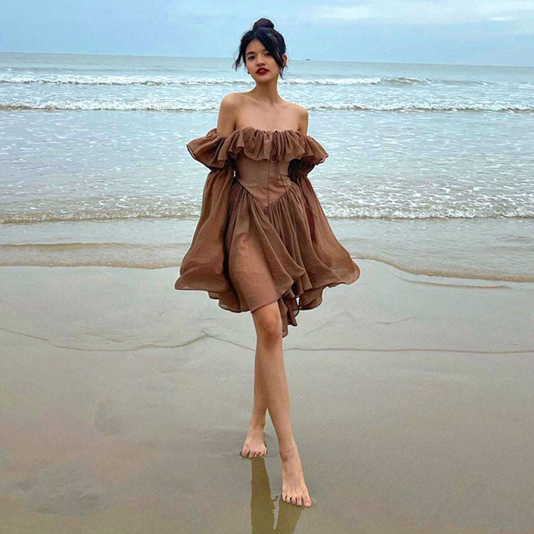 Style Core Aesthetics, New Style Trends - Mocha Brown Mini Dress Style Core Aesthetics, New Style Trends - Mocha Brown Mini Dress