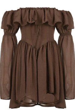 Style Core Aesthetics, New Style Trends - Mocha Brown Mini Dress