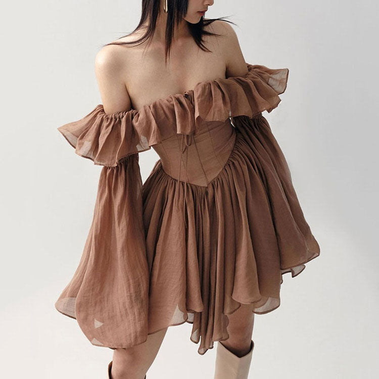 Style Core Aesthetics, New Style Trends - Mocha Brown Mini Dress Style Core Aesthetics, New Style Trends - Mocha Brown Mini Dress