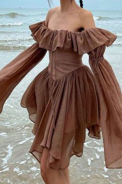 Style Core Aesthetics, New Style Trends - Mocha Brown Mini Dress