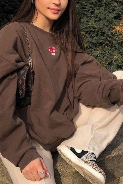 Style Core Aesthetics, New Style Trends - Mushroom Embroidery Aesthetic Sweatshirt