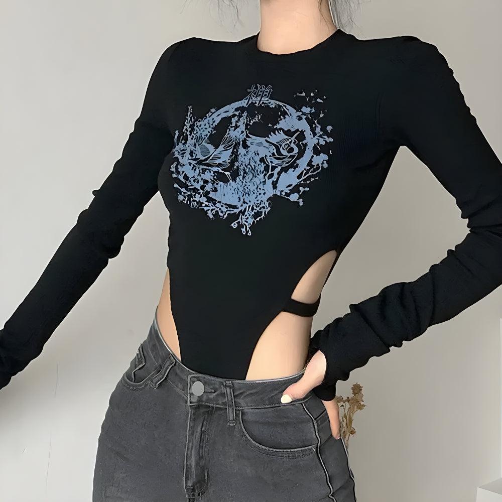 Style Core Aesthetics, New Style Trends - Mythology Figure Printed Bodysuit Style Core Aesthetics, New Style Trends - Mythology Figure Printed Bodysuit