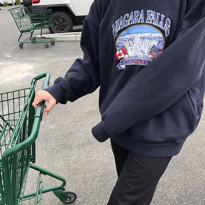 Style Core Aesthetics, New Style Trends - Niagara Falls Embroidery Sweatshirt Style Core Aesthetics, New Style Trends - Niagara Falls Embroidery Sweatshirt