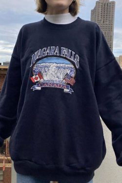 Style Core Aesthetics, New Style Trends - Niagara Falls Embroidery Sweatshirt