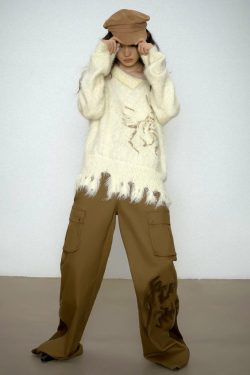 Style Core Aesthetics, New Style Trends - Off Shoulder Distressed Knit Sweater