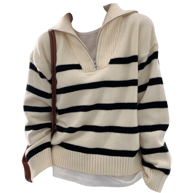 Style Core Aesthetics, New Style Trends - Old Money Zip Up Striped Sweater Style Core Aesthetics, New Style Trends - Old Money Zip Up Striped Sweater