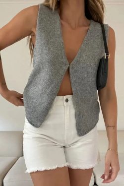 Style Core Aesthetics, New Style Trends - Open Front Knitted Cardigan Vest
