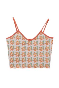 Style Core Aesthetics, New Style Trends - Orange Flower Knit Tank