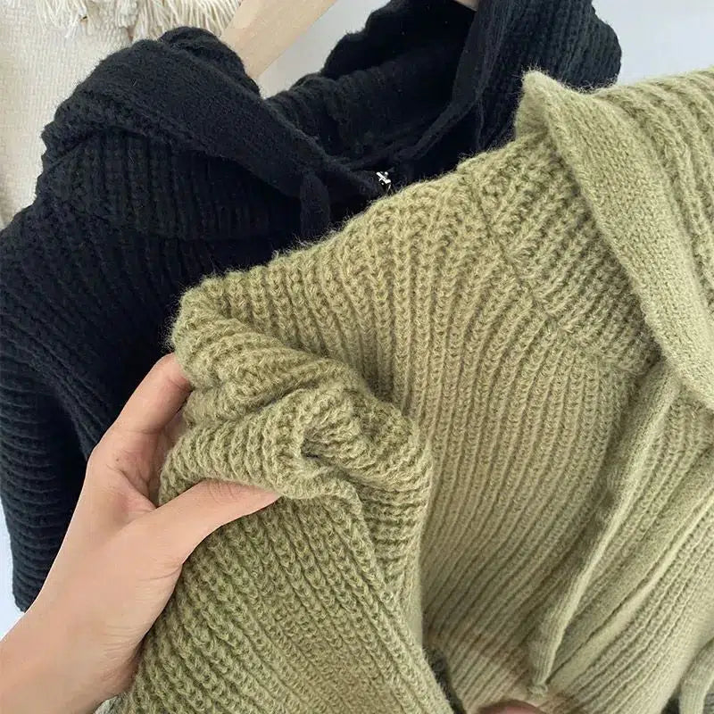 Style Core Aesthetics, New Style Trends - Oversized Knitted Hooded Cardigan Style Core Aesthetics, New Style Trends - Oversized Knitted Hooded Cardigan