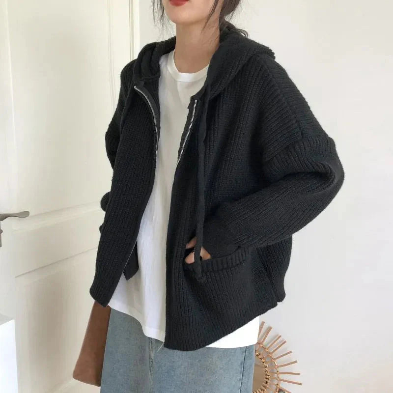 Style Core Aesthetics, New Style Trends - Oversized Knitted Hooded Cardigan Style Core Aesthetics, New Style Trends - Oversized Knitted Hooded Cardigan