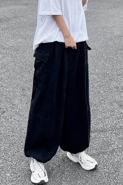 Style Core Aesthetics, New Style Trends - Pantalon cargo baggy vintage à poches plissées